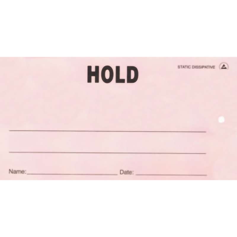HOLD Tag Pink with String, ESD Safe, 2.75" x 5", 50/Pkg